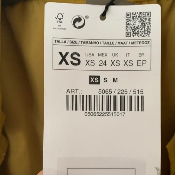 Zara Mustard Yellow Balloon Sleeves Water Repellent Trench Coat Raincoat XS NWT - Picture 7 of 8